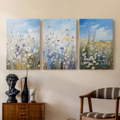 Floral Study  Series  X  -Set Of 3 Gallery Wrapped Canvas -Ready to Hang