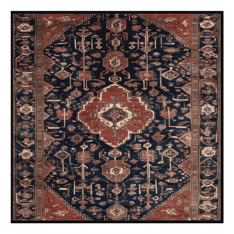 Machine Washable Persian Brown Area Rug, Square 7'