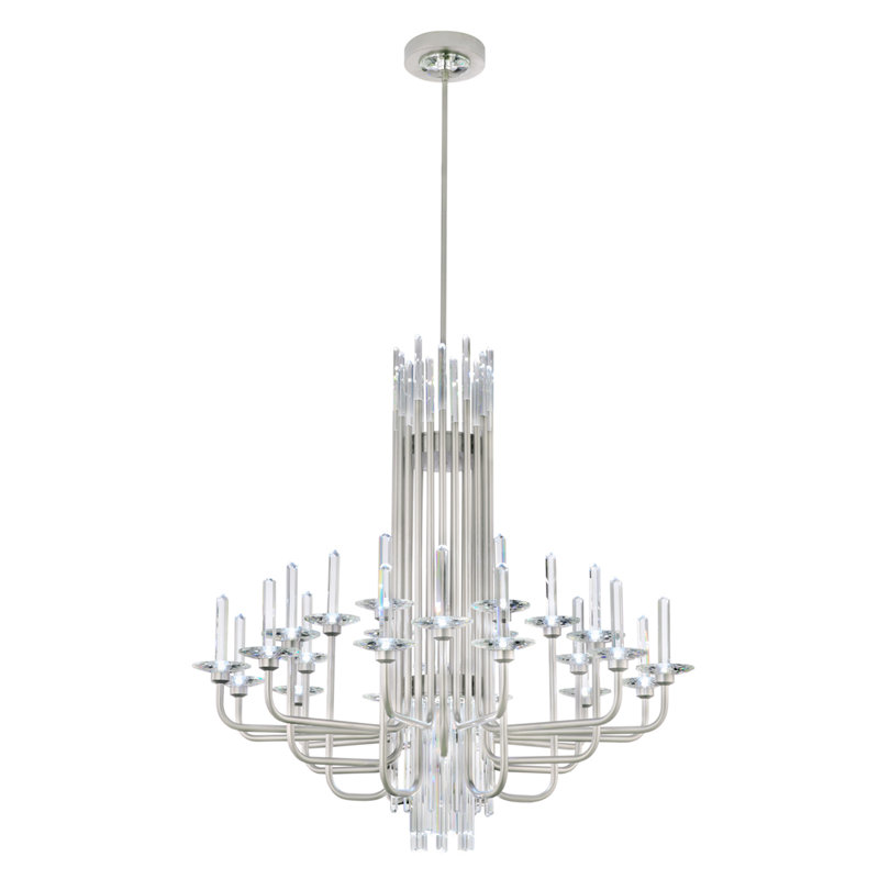 Calliope 24 Light Crystal LED Chandelier, Soft Silver