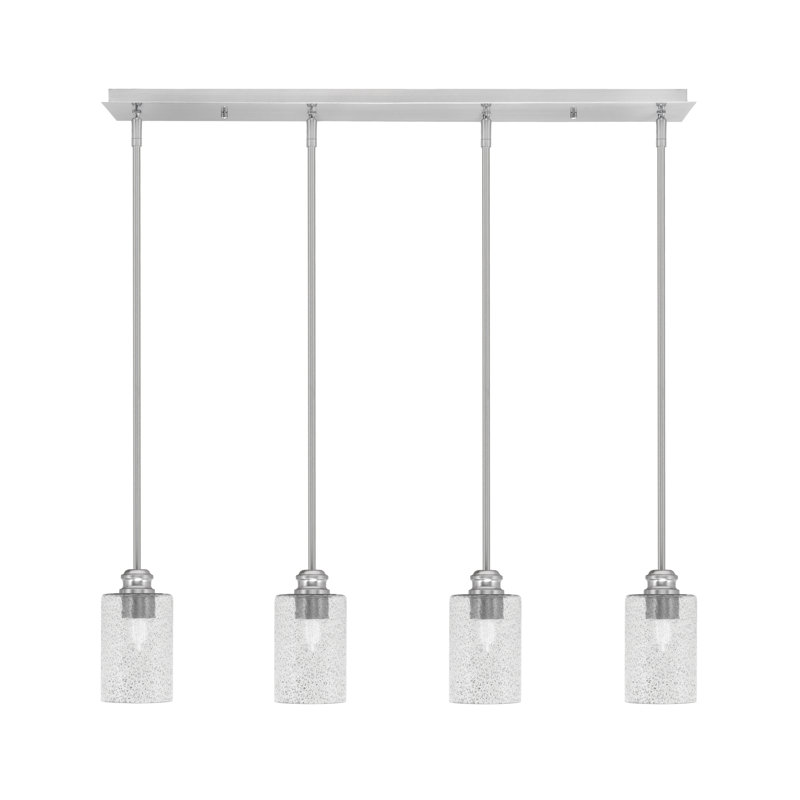 Luminaire suspendu linéaire à 4 lumières avec verre de 4 po Edge, Nickel brossé