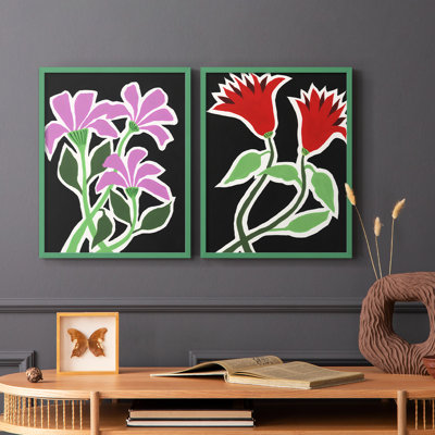 «Pop Flowers V-Premium», reproduction encadrée prête à accrocher - aucun clou requis - aucun clou requis