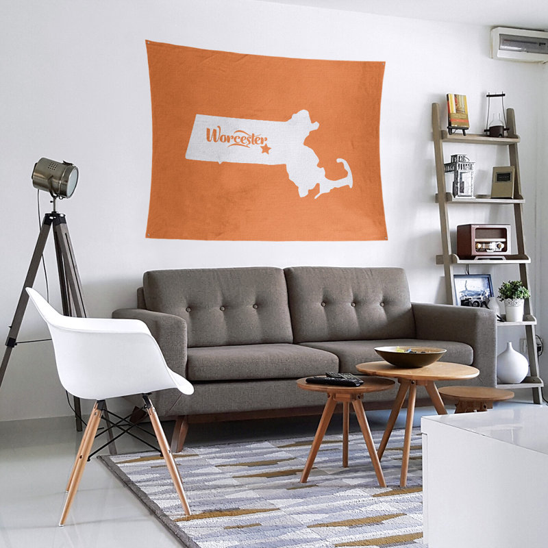 Tapisserie murale Worcester, Massachusetts, H 68 po x l 80 po, Orange
