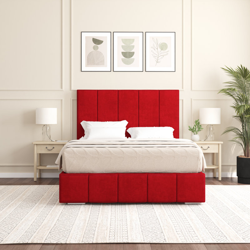 Edelmann Upholstered Bed, Double (4'6), Red