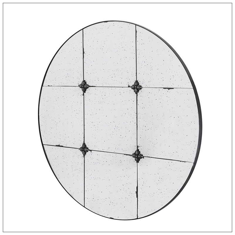 Miroir mural rond en verre antique de style décoratif pour décoration de salle de bain