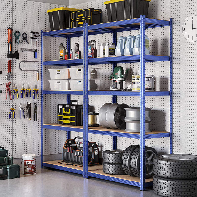 Kris Adjustable Height Shelving Unit, 200cm H x 100cm W x 50cm D, Blue