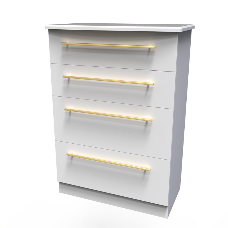 Fully Assembled Madeenah 4 - Drawer Chest of Drawers, White Ash