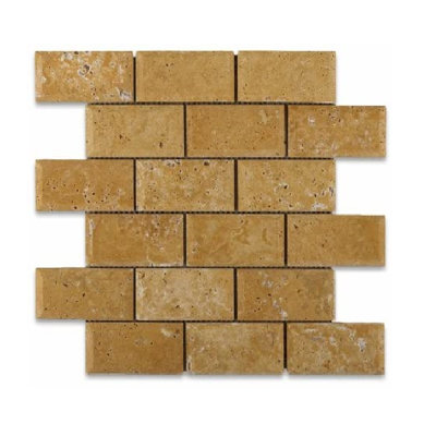 Sienna Beveled Travertine Brick Joint Mosaic Wall & Floor Tile