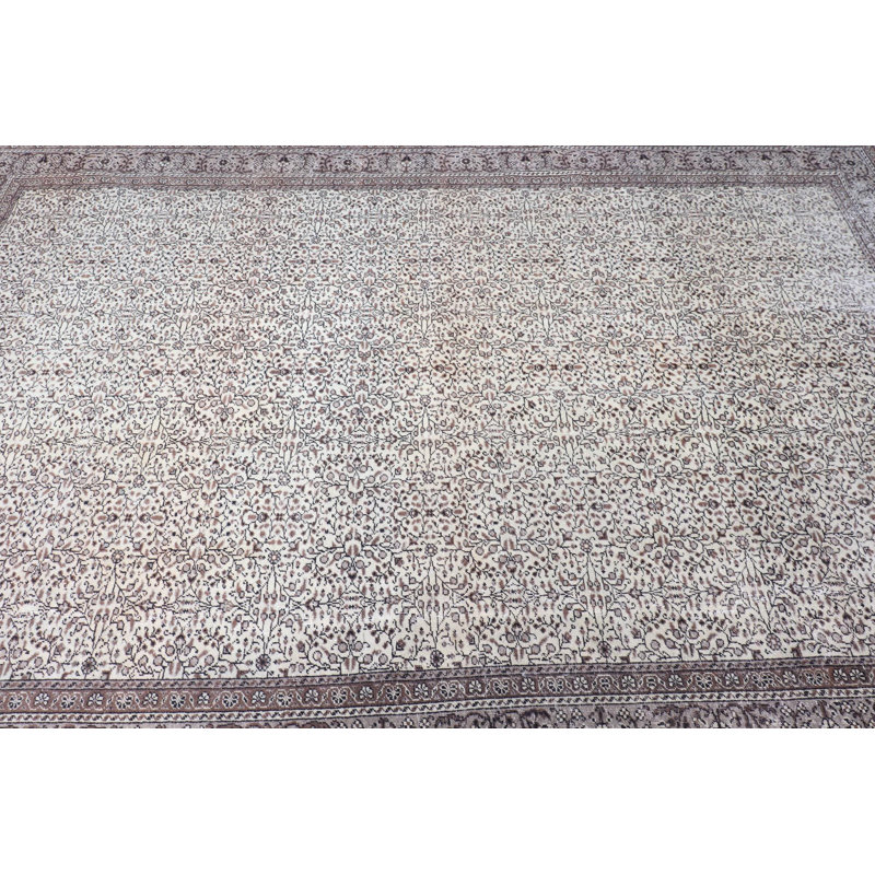 Tapis turc rétro tissé à la main en laine - Motif traditionnel pour une décoration intérieure classique