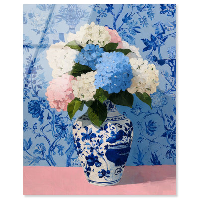 Blue Hydrangea II Acrylic Print Vintage Floral Art by Art Remedy, Ready to Hang, 20 x 24