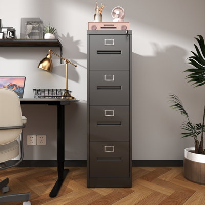 Classeur vertical à 4 tiroirs avec serrure verticale en métal pour bureau à domicile