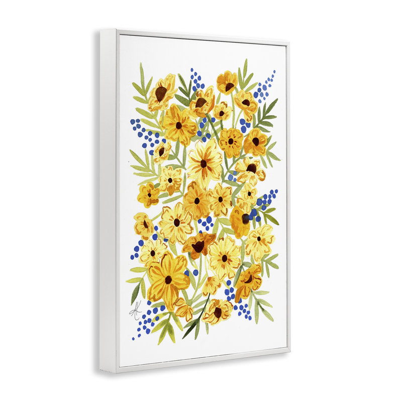 Jaune Cosmos et Alexandria Gilbert Kincaid bg-194, Estampe numérique encadrée blanc bord de mer, H 18 po x l 12 po
