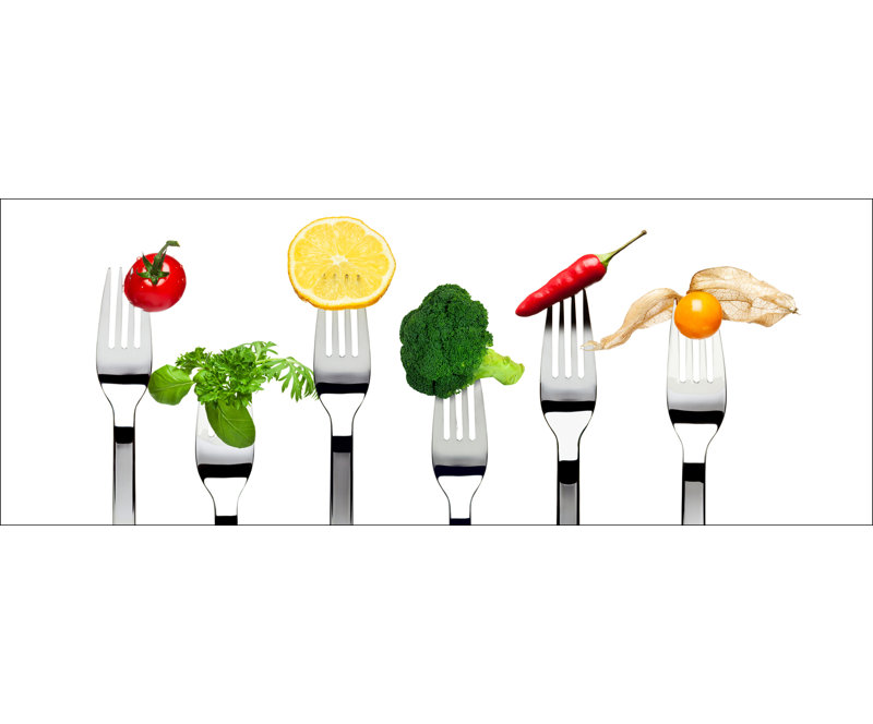 Vegetable & Fruit Glass Picture, 50 cm H x 125 cm W x 1.4cm D