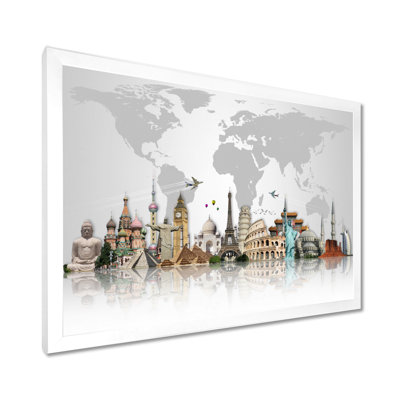 Famous Monuments Across World Graphic Art Print