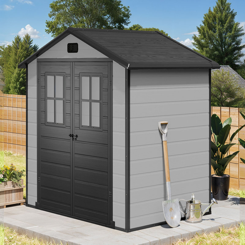 Balconera 6x4.4 FT Outdoor Resin Storage Shed, Gray
