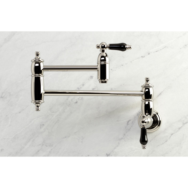 Kingston Brass Duchess Two-Handle 1-Hole Wall Mount Pot Filler Faucet, Polished Nickel