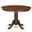 L'ensemble de 3 tables de salle à manger modernes comprend une table ronde en bois avec piédestal et 2 chaises de salle à manger Parson en tissu crème, acajou-974126845-974126842-1060232971
