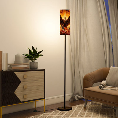 Floor Lamp America 250th Anniversary Eagle Statue Liberty American Flag Floor Lamps with Remote LED Lights Adjustable Lamp Shades Tall Standing Lamps for Reading Office Living Room