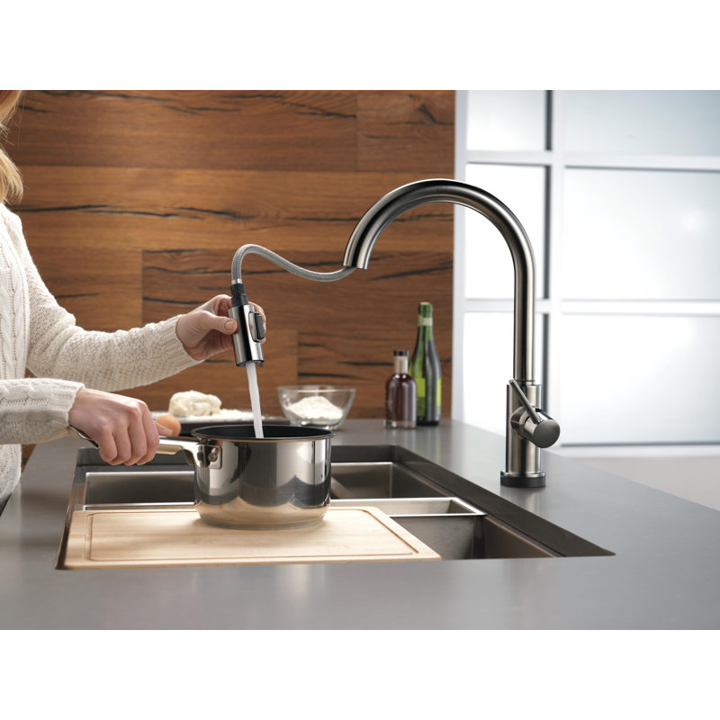 Trinsic Pull Down Sprayer Touch Kitchen Sink Faucet, Touch Control Kitchen Faucet, Black Stainless