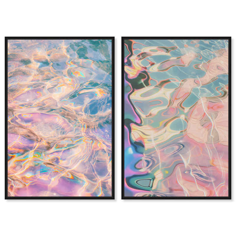 Ensemble de décorations murales roses avec impression sur toile Smooth Metallic Drift , 31"H x 21"W, Black Frame