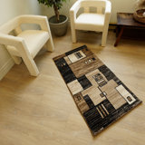Tapis brun / gris à motif abstrait Dillup-Jones