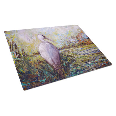 Heron in the Swamp Glass Cutting Board