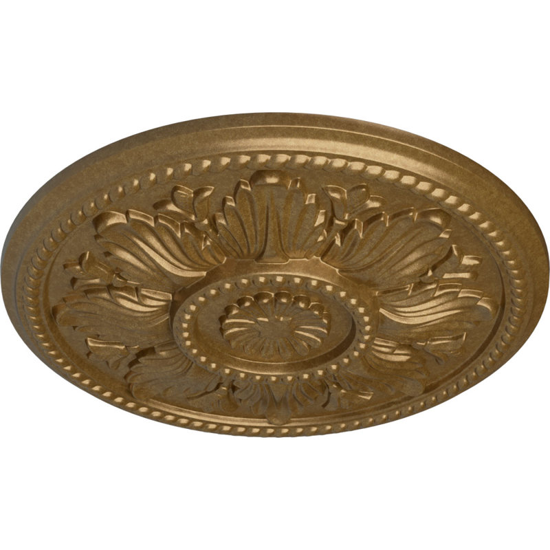 Médaillon de plafond Endurathane Katheryn, DO 18 1/8 po x P 1 1/4 po, fini craquelé Gobi peint à la main, Or pâle