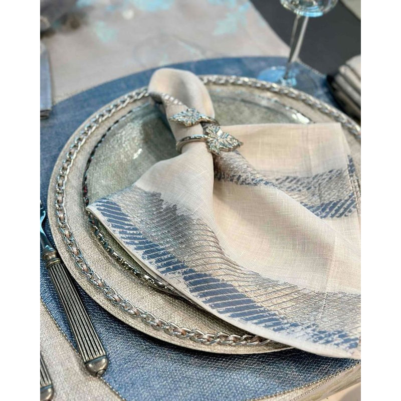 Brushstroke 21" Napkins, Ice Blue