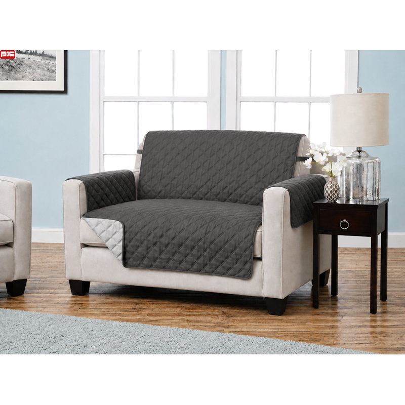 Housse pour causeuse à coussins carrés, gris