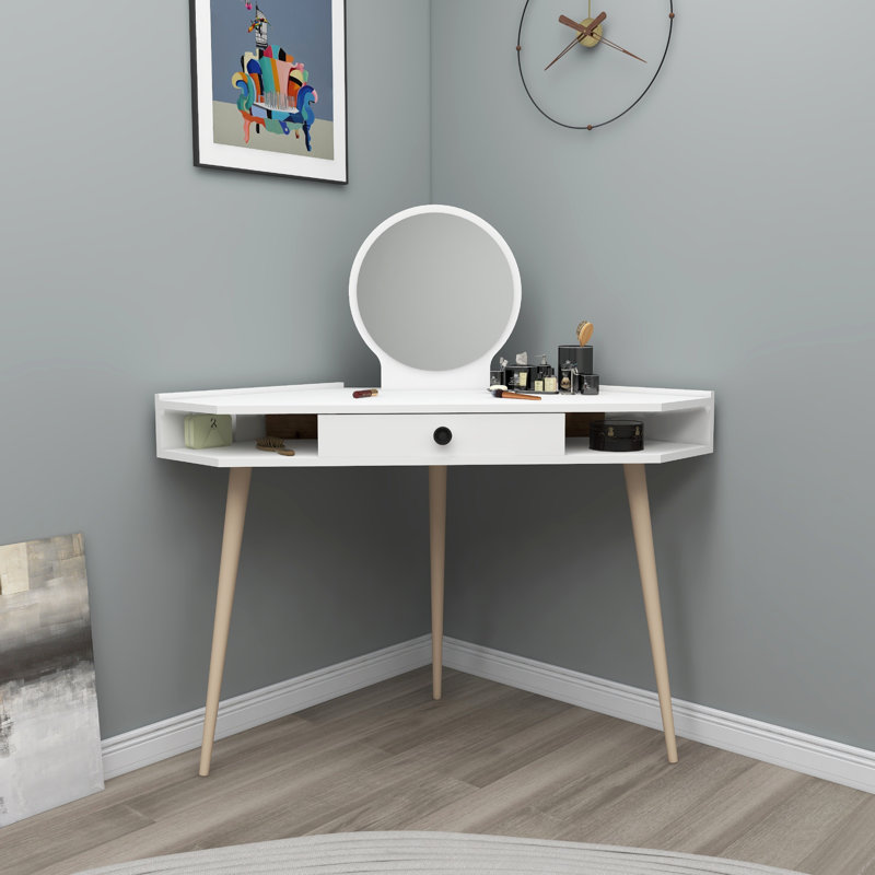 Bristoly Dressing Table with Mirror, White
