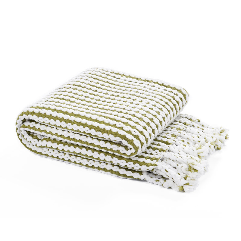 Chain Tweed Decorative Lightweight Knitted Throw, Vert, Olive
