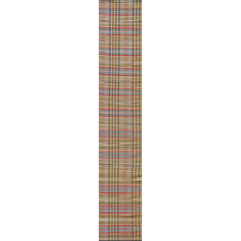 Antique American Rag Rug Hallway Runner Wool &amp; Cotton Multicolor