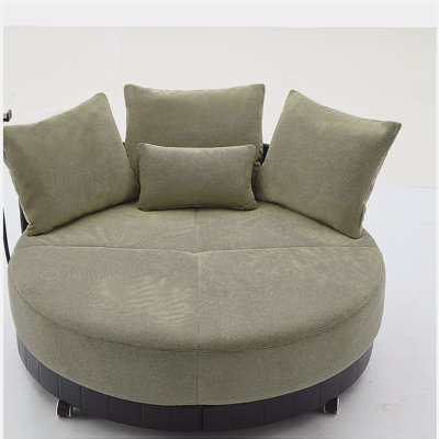 [NOUVEAUTÉ] [VIDÉO FOURNIE] Fauteuil pivotant rond surdimensionné de 52,75 po, fauteuil pivotant à 360 °, fauteuil pour couple, support pour téléphone réglable, fauteuil pivotant, poulie rotative, polyester (anti-froissement), vert