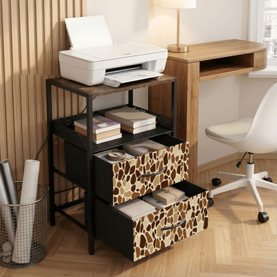 Table de chevet 2 tiroirs avec station de charge, table de chevet pour chambre avec ports USB et amp; Imprimé sans soudure Outlets