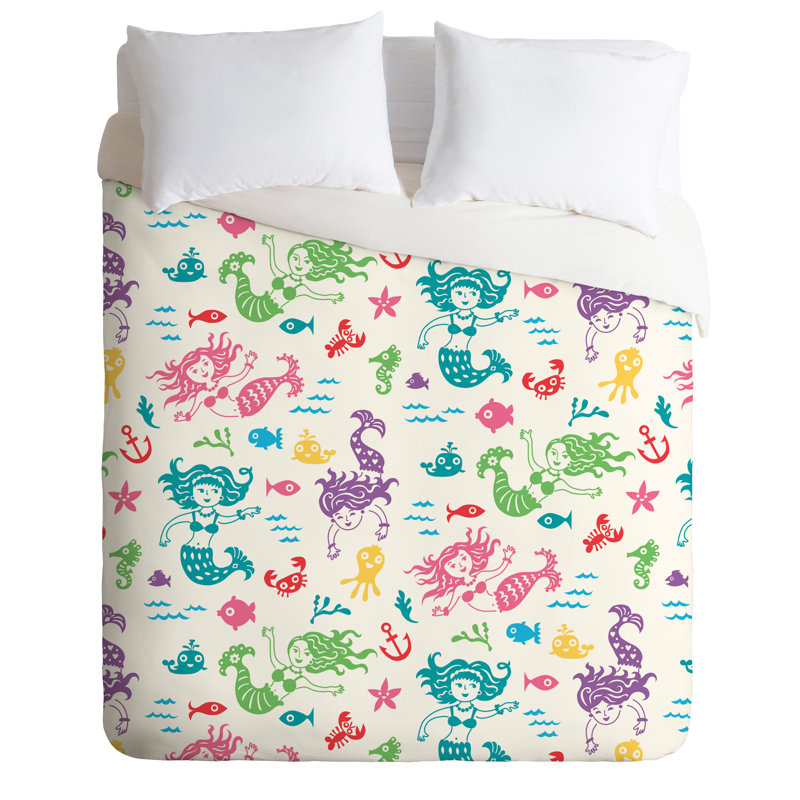 Ensemble de housse de couette Merry Mermaids, Housse de couette pour grand lit et 2 taies décor