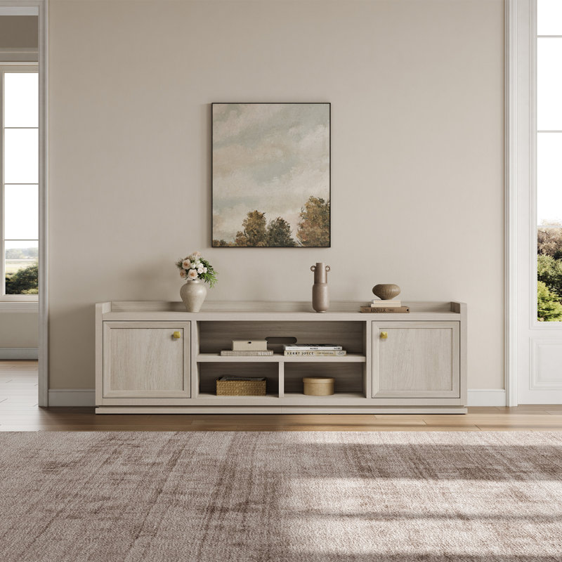 Meuble télé moderne avec rangement et tablettes, console de divertissement pour téléviseurs de 50 à 75 po.