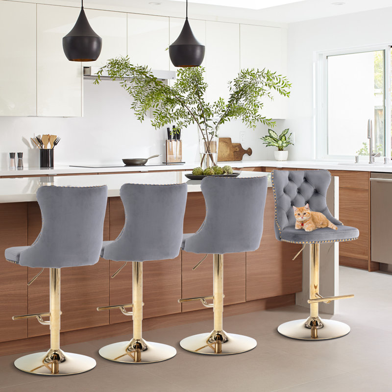 Tabouret à hauteur réglable Aimili, Gris