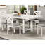 Table de salle à manger de style moderne en chêne blanc rustique avec planche de style tréteau, base, sièges 6