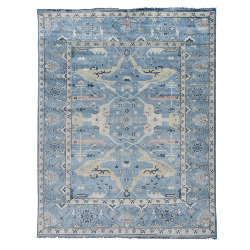 Tapis bleu clair 12 x 15 Oushak