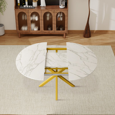 Table de salle à manger extensible à piédestal avec pieds en métal