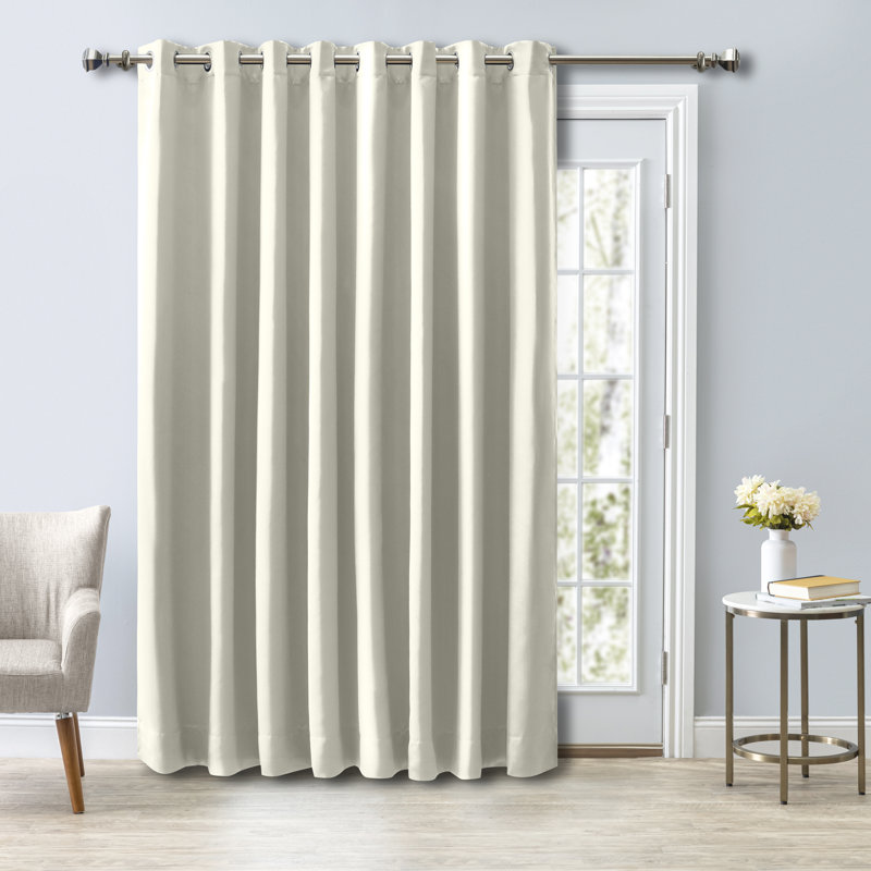 Ardelle Blackout Single Curtain Panel, Ivory with Brushed Nickel Grommets, 112" W x 84" L