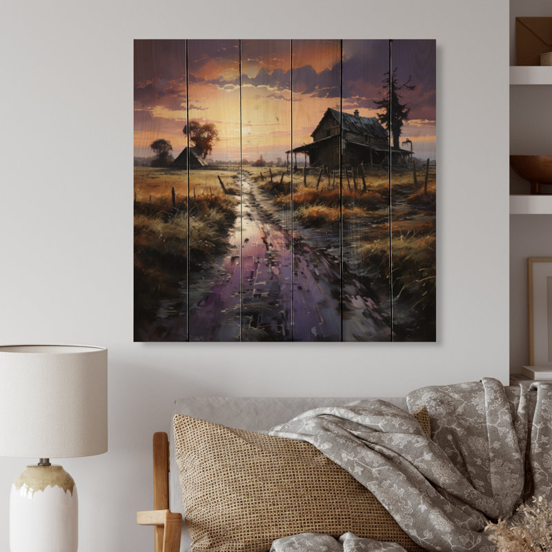 Aspinwall Barns Twilight Shadows - impression sans cadre sur bois, H 30 po x l 30 po x P 0,78 po