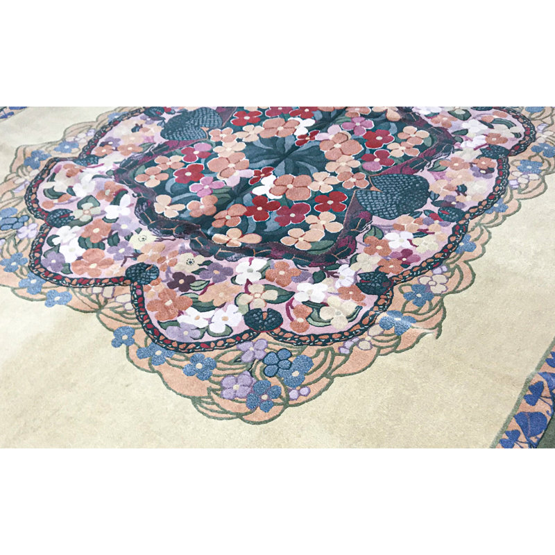 Hand-Knotted High-Quality Yellow and Gold Area Rug