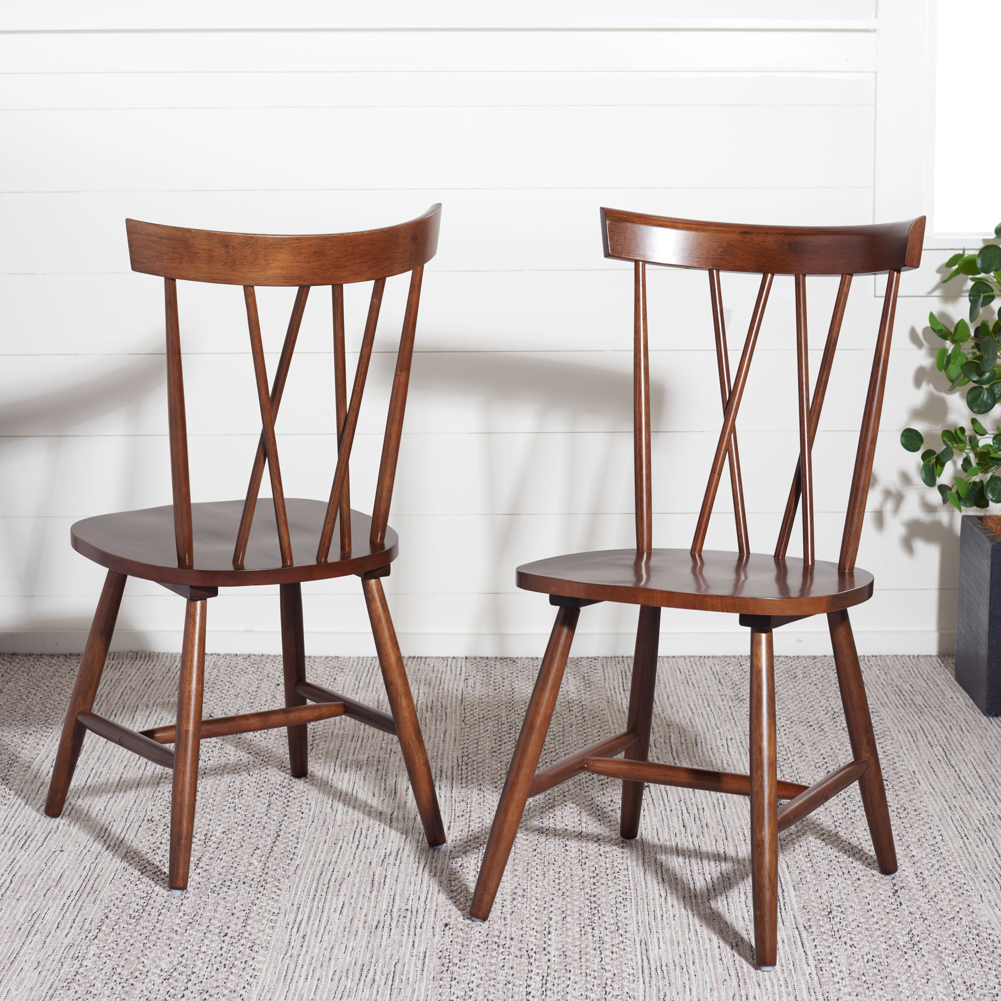 Porschia Cross Back Side Chair, Walnut