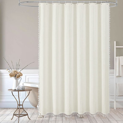 Ensemble de rideau de douche ivoire Boho Farmhouse, rideaux de douche Modern
