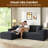 Aurora Luxe Velvet 3-Seater Black Sofa Sectional Space-Saving Vacuum Packed Design, Easy Setup