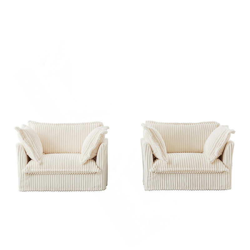 Nickolas Accent Chairs, Cream Corduroy