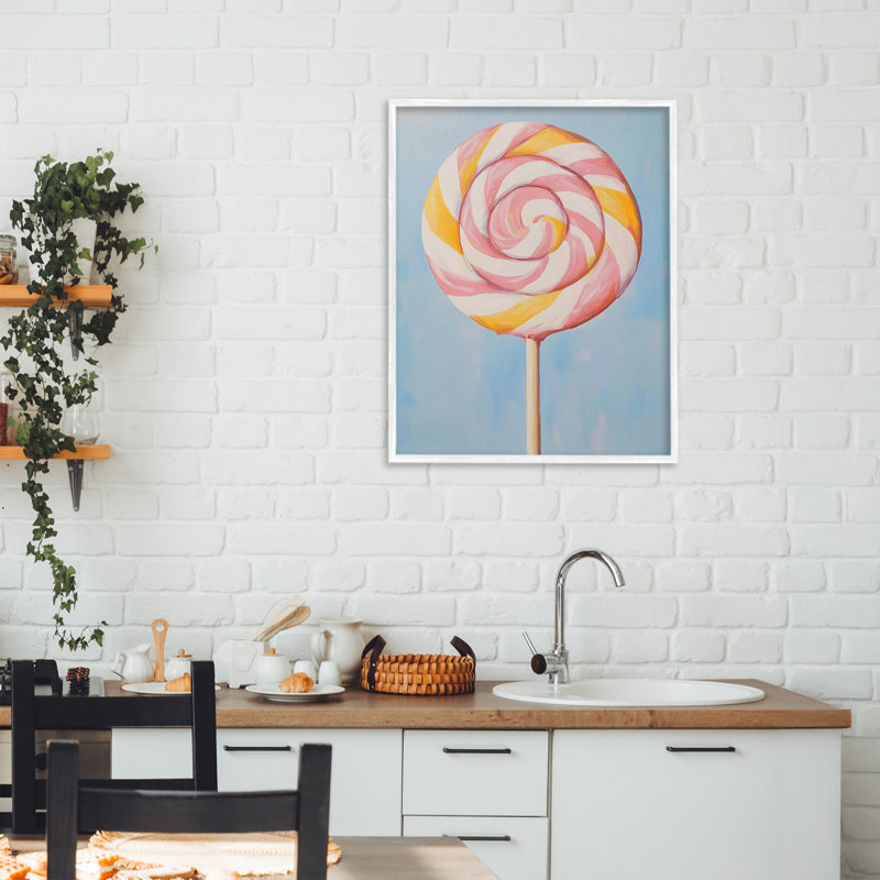Sucette avec giclée encadrée rose et orange, design par The Prints Vibe, 20 x 16, Coastal White Giclee Framed