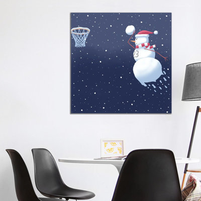 Dunking Snowman by Elad Shagrir - Wrapped Canvas Gallery-Wrapped Canvas Giclée