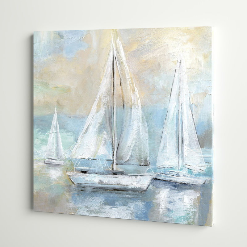 Anaee " Sail Away " by Nan, 16" H x 16" W, Wrapped Canvas, No Frame