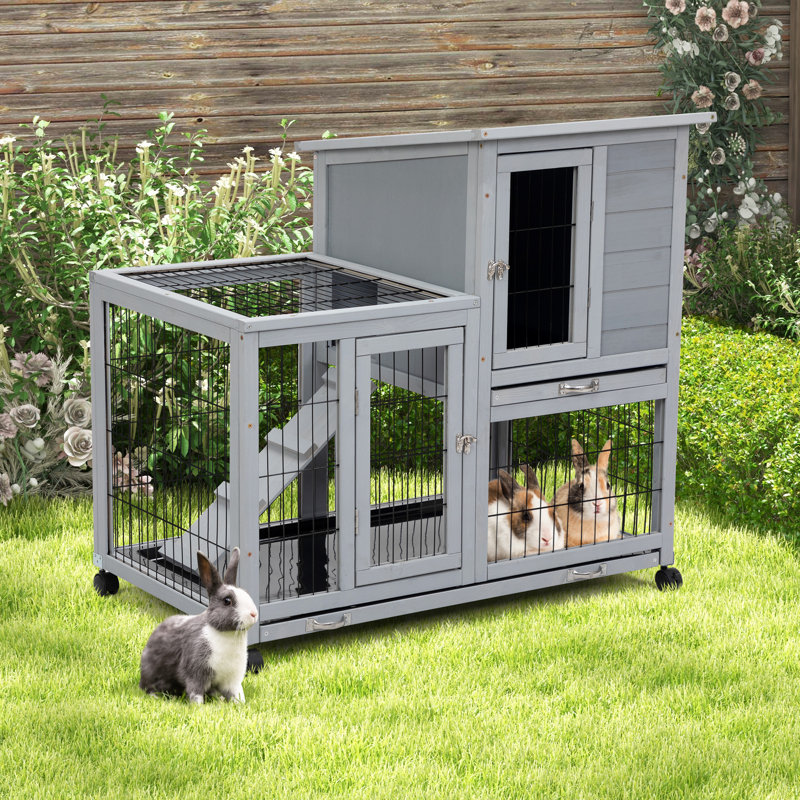 Cage à 2 niveaux avec 4 roulettes, Gris